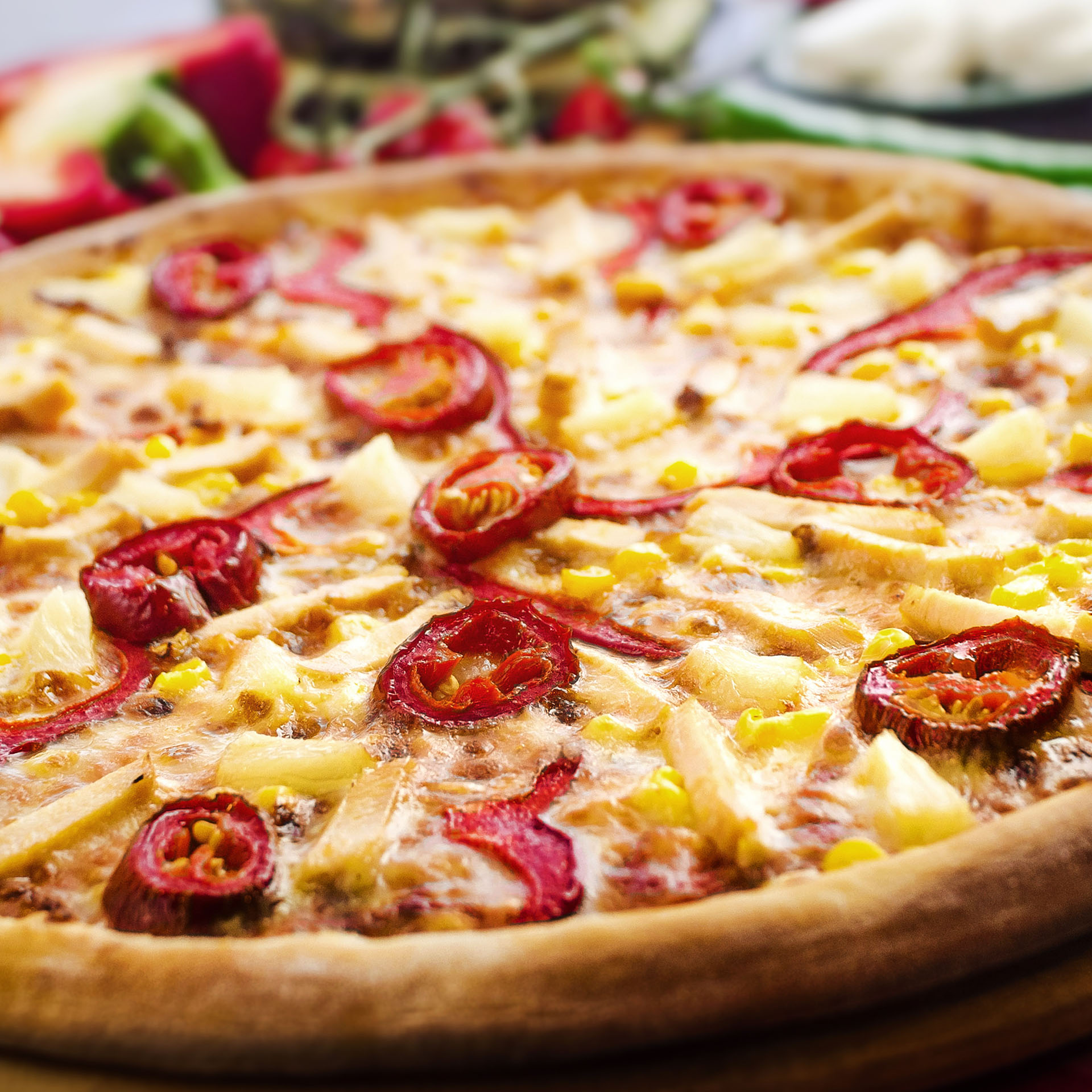 food, pizza with cheese and peppers